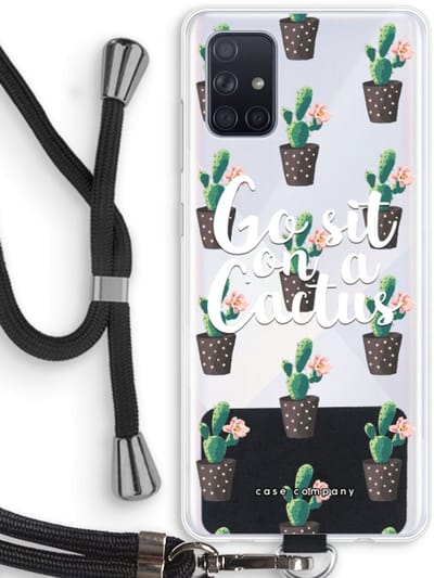 Case Company® - Hoesje met koord geschikt voor Samsung Galaxy A71 hoesje met Koord - Cactus quote - Telefoonhoesje met Zwart Koord - Bescherming aan alle Kanten en Over de Schermrand