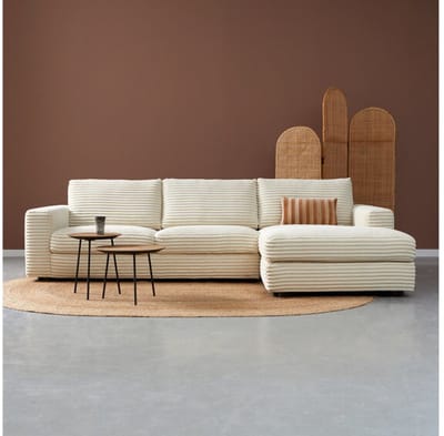 PEPP interiors Hoekbank UNO met chaise longue rechts - Ambience 2 Cream