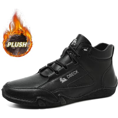 High-Top met Velvet Heren Warme Schoenen Heren Casual Schoenen Katoenen Schoenen Toplaag Leer Heren 46 black