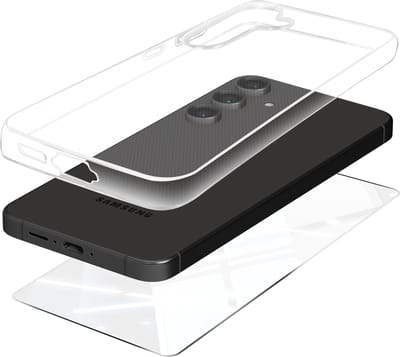 Mayaxess, Beschermingspakket Geschikt voor Samsung Galaxy S24 FE Soft Shell en gehard glas, Transparant