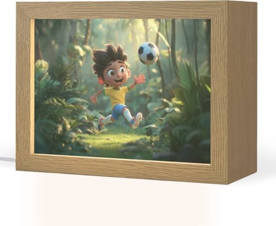 Nachtlampje 20x15 cm - Kinder lampje - Jongen - Voetbal - Bos - Tafellamp kinderkamer - Slaapkamer lamp - Bedlamp kinderen - Kinderlampje stopcontact - Wandlamp babykamer - Nachtlampjes