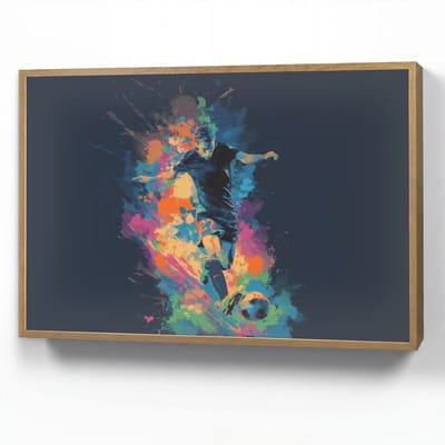 Nachtlampje 90x60 cm - Kinder lamp - Voetballer - Bal - Kleurexplosie - Abstract - Tafellamp kinderkamer draadloos - Slaapkamer lampje - Bedlamp kinderen - Kinderlampje - Wandlamp babykamer - Nachtlampjes