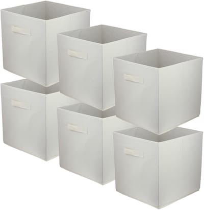 LAVITA® Opbergmand Textiel - 31x31x31 Crème 6 Stuks - Opbergbox Kast Organizer Opbergdoos - Kastlade Verdeler Voor Kleding Ondergoed Badkamer Kledingkast - Vouwdoos Stoffen Doos Opbergdozen