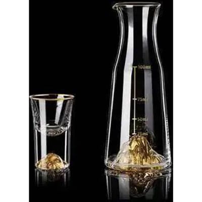 Set Carafe en Verre Cristal Montagne Dorée Alcool Blanc Vodka Gold Berg Feuille Distributeur de Saké Petite Coupe à Vin Verre à Vin 10-100ml gray