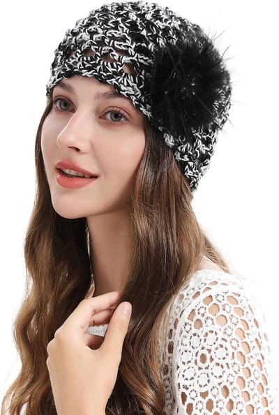 Slouchy Beanie Gebreide Hoed Dames Katoen met Bloemenpatroon Lichte Zomer & Lente Mutsen