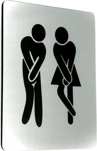 Deurbordje Toilet - WC bordjes - Tekstbord WC - Toilet bordje - WC - Bordje - WC Heren Dames Hoge Nood - Toilet - RVS Look - Pictogram - incl. 3M-tape plakstrip - 10 cm x 12 cm x 1,6 mm - 5 Jaar Garantie