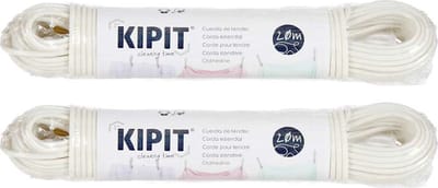 Kipit Waslijn - 2x - 20 meter - PVC - wit - drooglijn / waslijndraad