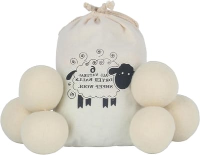 Herbruikbare Wol Droogballen voor Wasgoed - Set van 6 Natuurlijke Wasverzachter Ballen voor Sneller Drogen en Minder Kreuken