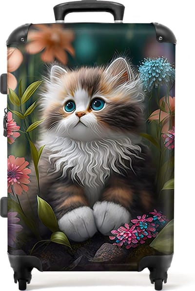 NoBoringSuitcases.com® - Kinderkoffer meisjes kat - Reiskoffer kinderen groot - 20 kg bagage