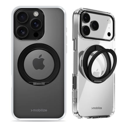 Mobilize Hoesje geschikt voor Apple iPhone 16 Pro MagSafe Telefoonhoesje Hardcase | Mobilize 360 Rotating Ring Backcover met Ringhouder | Geschikt voor MagSafe | Geschikt voor Draadloos Opladen met Magnetische Ring | Geschikt voor MagSafe Case -