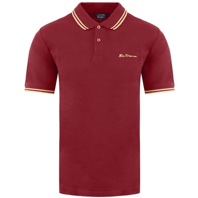 Ben Sherman Tweeling Gestipt Heren Bourgondisch Polo Shirt