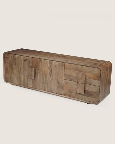 TV Meubel 160 cm Mangohout – 2 Deuren en 2 Lades – Bruin – Landelijk