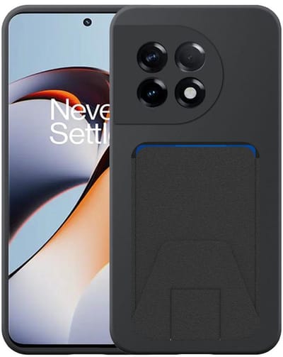 Geschikt voor OnePlus 11R Telefoonhoesje met Verstelbare Leren Pasjeshouder - Flexible Back Cover Case Siliconen TPU with Adjustable Leather Cardslot - Zwart - Smartphonica geschikt voor OnePlus 11R
