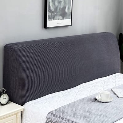 Rekbare hoofdeindehoes voor bed, verstelbare hoofdeindecover, geschikt voor hoofdeinen van 180-200 cm, grijs, ademend en duurzaam