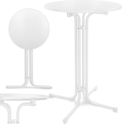 KESSER® Bartafel - klapbare Statafel rond Bistrotafel - Weerbestendige klapbare tuintafel - feesttafel - Hittebestendig - Stabiel en veilig - Ø 80 cmSet van 1, Wit