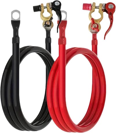 Verlengkabels Accu - Omvormers Accuklemmen - Voertuig Energie - Flexibel Robuust - Set van 2 - Zwart
