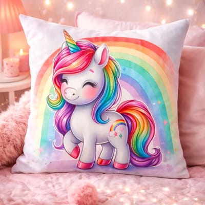 Velvet Rainbow Dreams Collection Kussenhoes - Eenhoorn - Unicorn - 45 x 45 cm