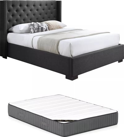 Vente-unique Bedframe stof grijs 180 x 200 cm MASSIMO