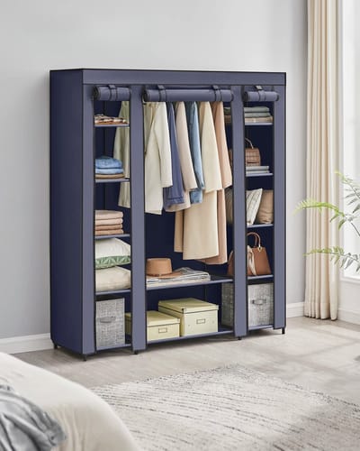 Geargalaxy Opvouwbare Kledingkast - Garderobe - Kledingopberger - Opbergkast - Kledingkastmeubel - 150x45x175cm - Donkerblauw