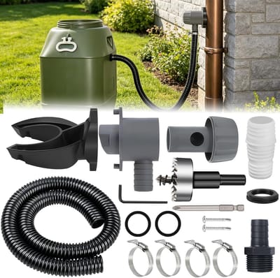 SnelShoppen - Regenwater Collector voor Afvoerpijpen 70-110 mm, Compleet Set met Montageaccessoires en 1 m Slang, Ideaal voor Regenwateropvang tot 80