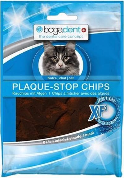 **2 X ** Bogadent Plaquestop chips voor katten 87% kip - met cranberry en mineralen - met zalm olie - XF2formula effect. tandverzorgende snack