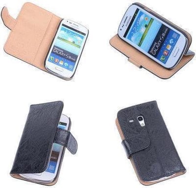 Bestcases Vintage Zwart Book Cover Samsung Galaxy S3 Mini i8190
