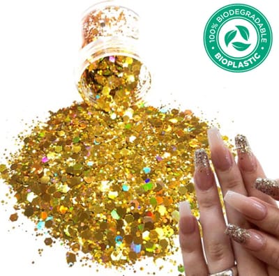 Chunky Glitters (Goud) [Volume 8g - Festival Glitter Outfit Nagel Decoratie Versiering - Manicure Kunstnagels Nepnagels Acryl Nagels - Kinderen Volwassenen Dames Glitters]