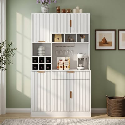 HAUSS SPOLE Keukenkast - Hoge Opbergkast Met Stopcontacten En Usb A Usb C - Voor Keuken En Eethoek - Spaanplaat - 100x40x175 Cm - Wit