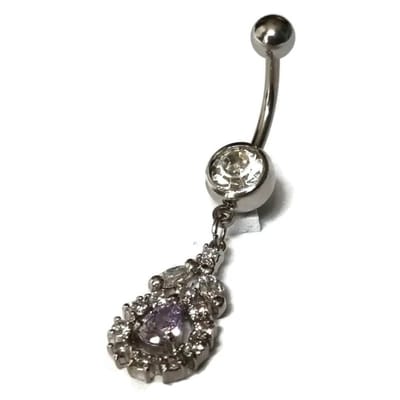 Aramat Jewels | Piercings | Stijlvolle Stalen Navelpiercing met Lila Druppel | | | |8mm | Staal | Volwassenen | Verkleurd niet