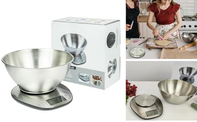 TIM® Keukenweegschaal digitaal met kom - Keukenweegschaal - Keukenweegschaal digitaal - Zilver - 20cm x 18cm x 4cm