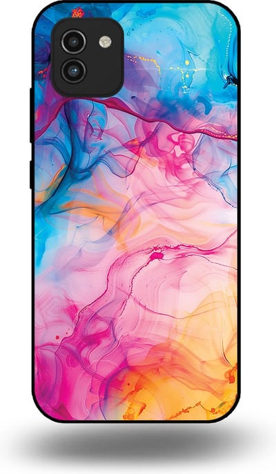 Smartphonica Telefoonhoesje Geschikt voor Samsung Galaxy A03 met Regenboog Acryl Marmer Opdruk - TPU Backcover Case Rainbow Acrylic Marble Design geschikt voor Samsung Galaxy A03