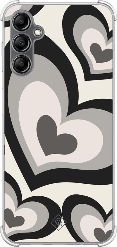 Casimoda® hoesje - Geschikt voor Samsung Galaxy A14 5G - Hart Swirl Zwart - Shockproof case - Extra sterk - TPU/polycarbonaat - Zwart, Transparant