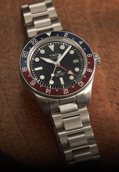 Timex Waterbury Heritage Automatic Gmt Mechanisch Automatisch Horloge Zilverkleurig En Zwart Kast Gemaakt Van 100% Roestvrij Staal En Een Armband Van 100% Roestvrij Staal 41.5 mm TW2Y60600AJ, TW2Y60800AJ