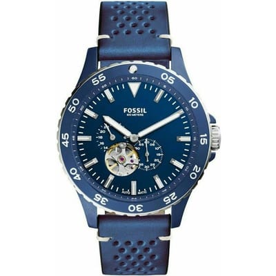 Montre Fossil Crewmaster Sports Automatique Cadran Bleu Bracelet Cuir Bleu pour Homme - ME3149 blue