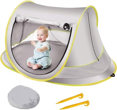 Pop-up strandtent voor baby's - UPF 50+ zonwering voor peuters - uv-bescherming - ademende paraplu - haringen - lichtgewicht draagbare onderdakparasol - voor familie - buiten reizen - wandelen - kamperen
