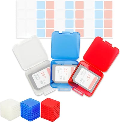 24PCS Multi-Color Transparante Plastic SD Kaart Houder voor 24 SD SDXC SDHC Kaarten, Georganiseerde Opslagdoos met Labels en Bescherming