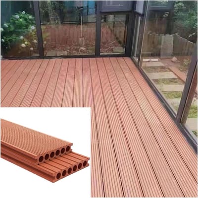 Terrastegels Composiet - Buitenvloer Tegels - Buitenruimte Verfraaien - Antislip Gecanneleerd - 14 cm breed - Houtkleur