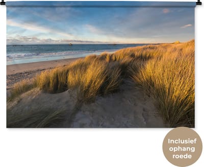 Wandkleed - Wanddoek - Duin - Strand - Zee - 120x80 cm - Wandtapijt