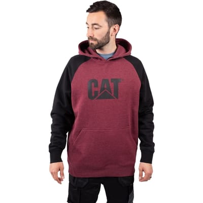 Caterpillar Raglan Katoenen Rood Heren Hoodie