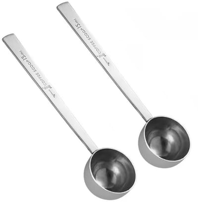 Cosensi- Koffielepel Set van 2 - Roestvrij Stalen Maatlepels - Duurzaam en Eenvoudig Schoon te Maken - 15ml - Ergonomisch Ontwerp - 14,5 × 3,5 cm - Maatlepel
