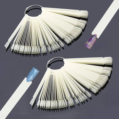 Dailygoods- Nageldisplaysticks 100 Stuks - Metalen Ring - Transparante/Witte Tips - Oefengereedschap - Draagbaar - Hoge Kwaliteit Kunststof - Nagelkunst