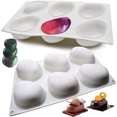 Dailygoods- Cakevorm 3D-steenvorm - Siliconen - Antiaanbak - 6 Holtes - Flexibel - Herbruikbaar - Voedingskwaliteit - Bakvorm