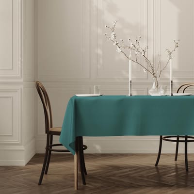Allecto - Tafelkleed - Onderhoudsvriendelijk - Effen blauw groen - Rechthoekig 150 x 300 cm - Polyester - Geschikt voor dagelijks gebruik - Tafelac...