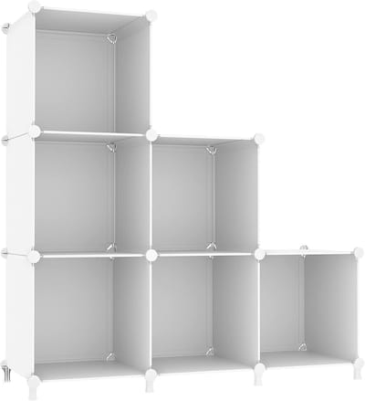 Kubusopbergorganizer, planken boekenplank, 6 kubuskastorganisatoren en opslag, doe-het-zelf stapelbare plastic kledingorganizer, rekken voor slaapkamer, thuiskantoor, wit