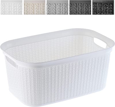 KADAX - Wasmand, multifunctionele mand, 27 l - wasmand van kunststof, opbergmand, wasmand voor badkamer, vuile kleding, accessoires, speelgoed, wasbox - Wit