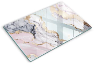 Wallfluent Spatscherm Keuken - Roze Spatbescherming Kookplaat - 80x52 cm - Pastelmarmer Keuken Achterwand Bescherming - Natuurlijke patronen Rechthoekig Spatscherm Keuken
