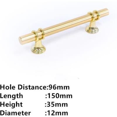 Poignées de tiroir pour meuble de cuisine, poignées pour meuble, bouton de porte, tiroir, meuble de cuisine, moderne, simple, doré, argenté Single hole 96mm or