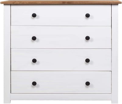 Bijzetkast met Laden - Dressoir Opbergkast - Decoratieve Opbergruimte - Massief Grenenhout - 80 x 40 x 73 cm - Wit