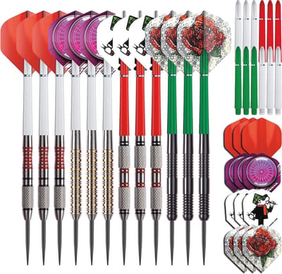 Professionele dartpijlen set - 12 stalen darts met flights en schachten voor optimale prestaties