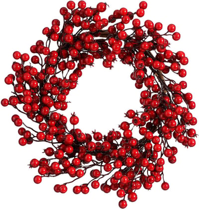 Mica Decorations Kerstkrans Bessen - Ø40 cm - Foam - Rood